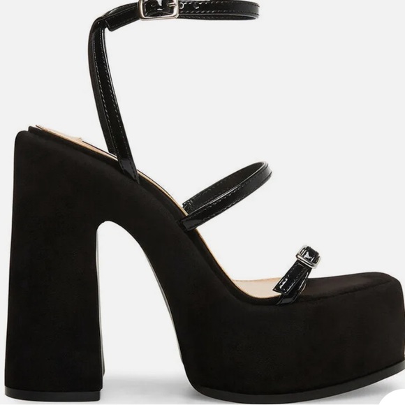 Steve Madden Erica Black Suede Platform Strappy Sandals Size 10 - Picture 2 of 11